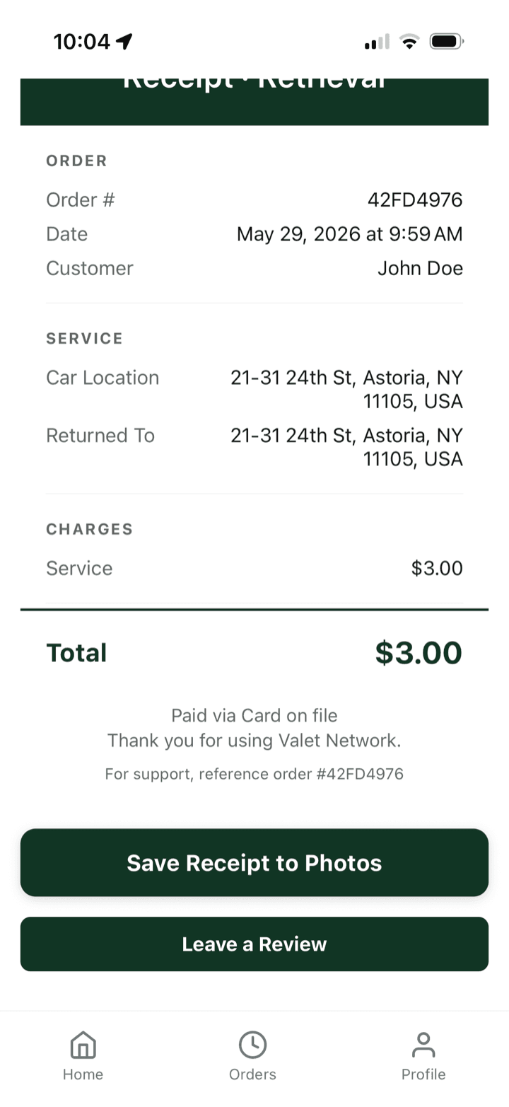 Final receipt